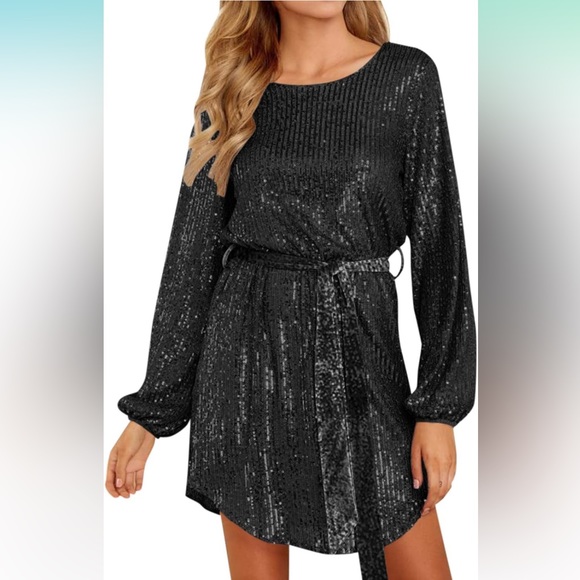 Long Sleeve Sequin Dress | black - Picture 2 of 8